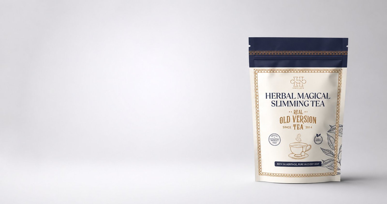 A warm cup of Herbal Magical slimming tea on a bright table